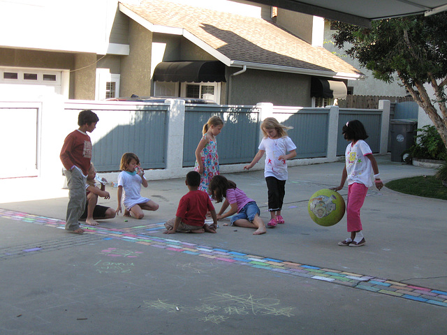 Birthday party chalk fun