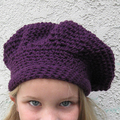 Purple crocheted toque