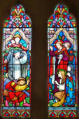 tolpuddle church , dorset;c19 glass by bayne for clayton and bell 1860