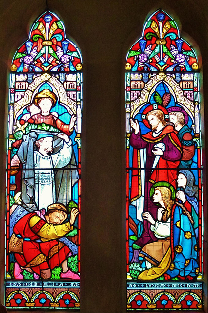 tolpuddle church , dorset;c19 glass by bayne for clayton and bell 1860