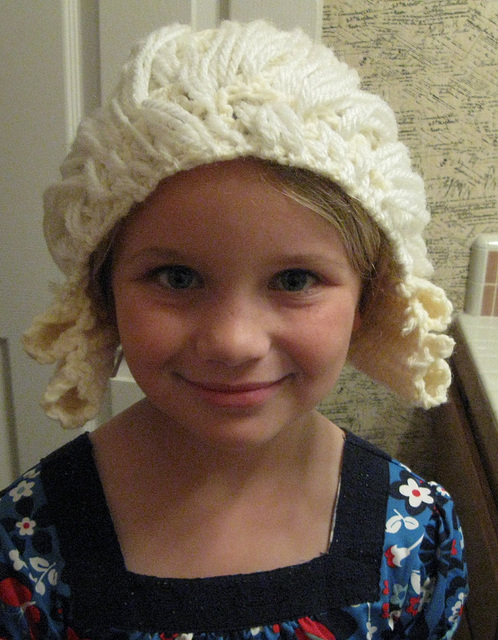 Crocheted "powdered wig"