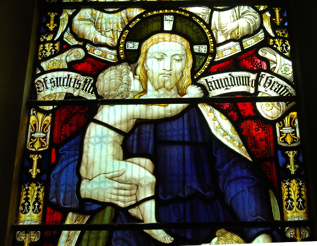 Victorian Stained Glass Detail, South Wall of Nave, St James' Church, Idridgehay, Derbyshire