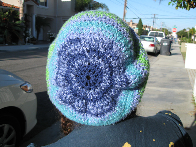 Blue/aqua/lime hat made at SDS, 6/09