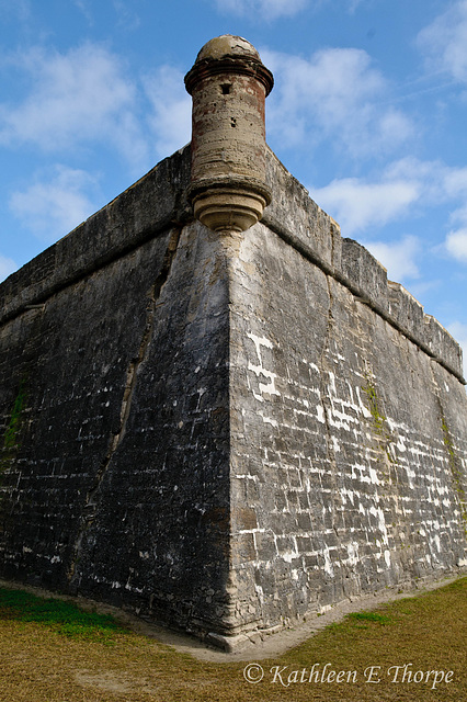 Castillo de San Marcos - Construction on the fortress began in 1672 using native coquina stone after several wooden structures, the first being erected in 1565, were destroyed during battles.