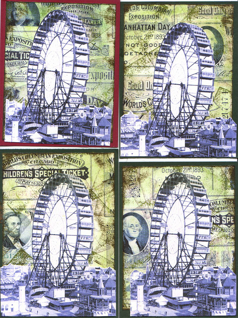 Set of four Ferris Wheel cards