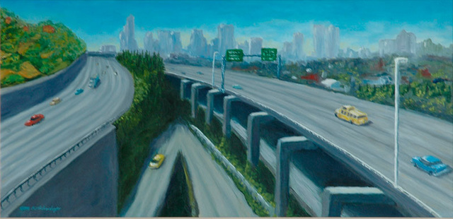 I5 in Seattle, oil, 30x18in, Collection Robert Barr