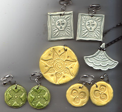 Recent stamped-clay jewelry