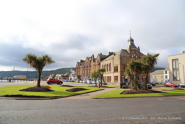 The main street in Campbeltown from the Royal Hotel front entrance.