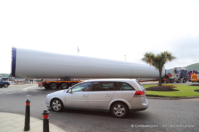 Wind Turbine negotiating the roundabout in Campbeltown