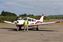The Piper Arrow at Campbeltown with JG, ready for another day's flying