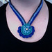 Crocheted Button Necklace, blue