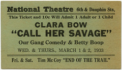 Clara Bow, "Call Her Savage," National Theatre, Harrisburg, Pa., 1933