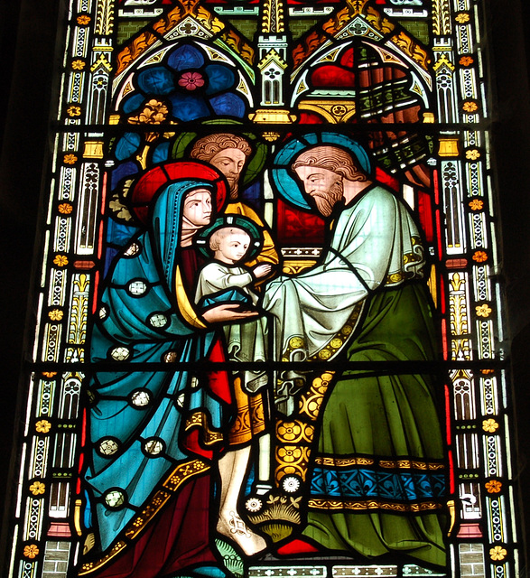 Victorian Stained Glass, West Window Central Panel (left), St James' Church, Idridgehay, Derbyshire