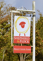 The Shepherd and Flock modern pub sign