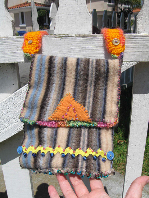 Tangerine Heart Wool Bag 1