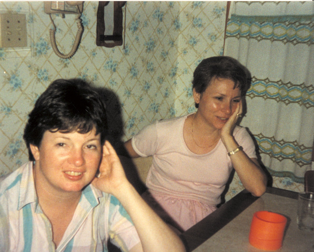 Mary and Ann at the hallowed kitchen table.