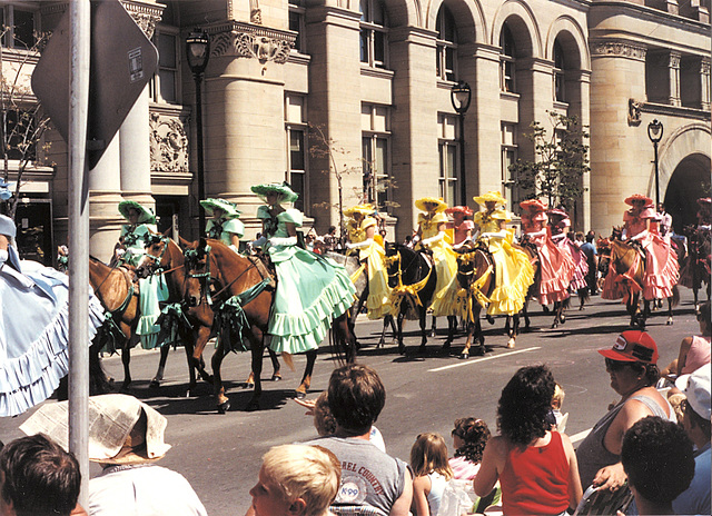 pastel parade of equine lovlies and the gals ain't bad either, by golly