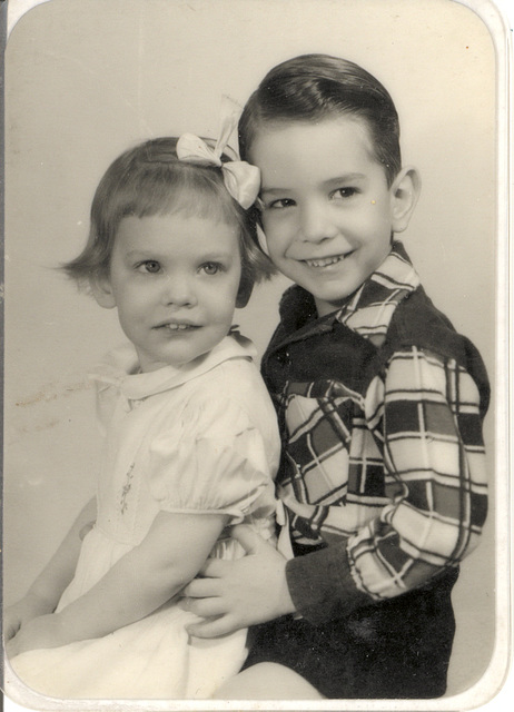 With my sister, Karen, 1951