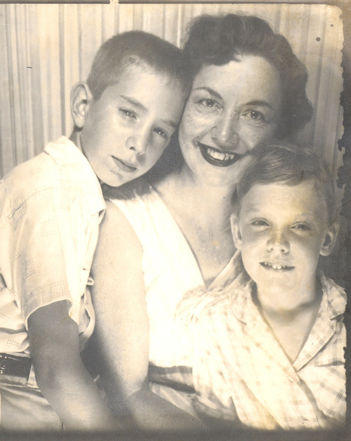 Post-nuclear photo booth family. 1956