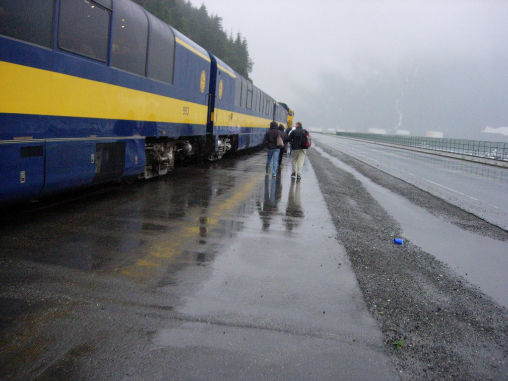 Fortunately, the train was just a short, soggy, walk from the ship.