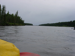 Fed by glacial run off, the water is a murky gray color.