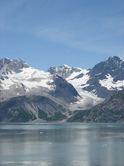 A glacier that is retreating from the water's edge