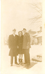 Carl, Doris and Joe in the snow in Milwaukee, 1946