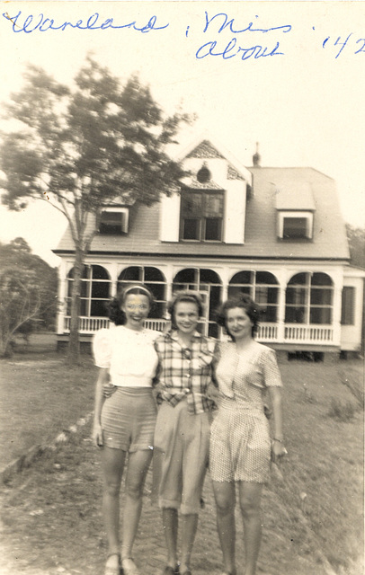 Mom, Yvonne and a friend.  Waveland, MS, 1942