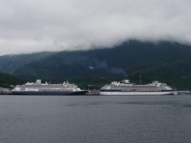 The Zaandam and a Celebrity ship get buzzed by a float plane
