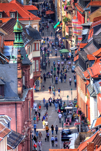 Heidelberg, Hauptstraße from the Belltower of Heiliggeistkirche (270°)