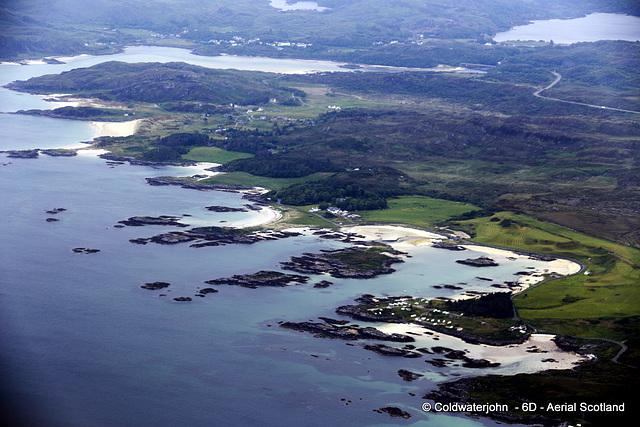 Aerial - some of our beautiful empty West Coast beaches! Looking towards Mallaig and the Knoydart Peninsula