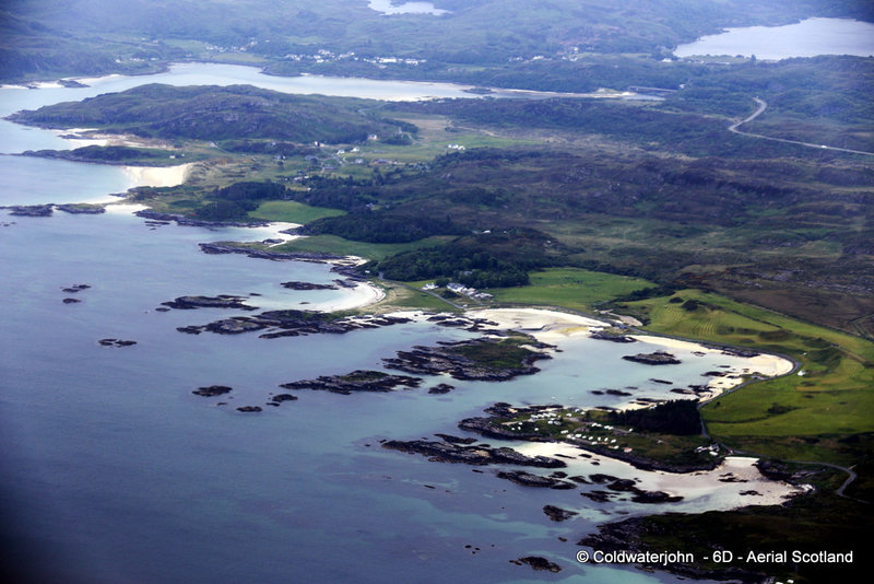 Aerial - some of our beautiful empty West Coast beaches! Looking towards Mallaig and the Knoydart Peninsula
