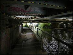 under the railway bridge