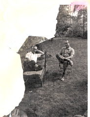 Partial photo of Grandpa and Uncle Dick, our back yard, 1961