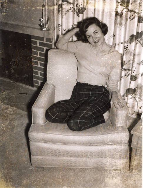 Mom, posing for Dad.  Highland Park, about 1961