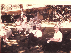 L to R: Uncle Harry Kaestner, John's wife, Barbara, Aunt Jeannet, Alice, Grandma Ann, Aunt Kate, Aunt Helen Uncle Pete and Grandpa Rudy. Aug., 1961