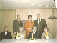 My dad's family, late 1960s;seated: Uncle Pete, Aunt Kate, Grandpa Rudy, Aunt Helen.  Standing: Dick, Doris and Carl