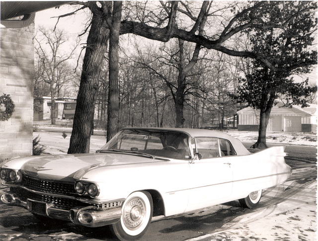 Dad's 1959 blue over white Caddy Convertible