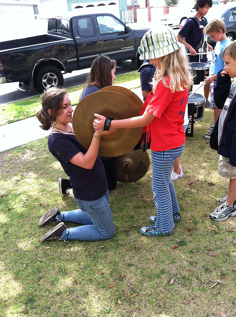 Trying out the Cymbals