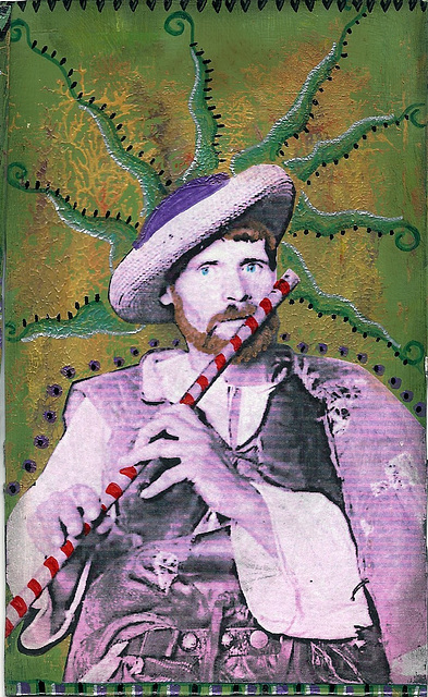 Postcard:  Flute man