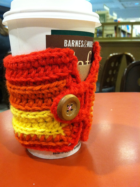 Crocheted cup cozy