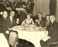 Out on the town, c. 1951.  Dad's sister, Doris, and husband, Joe, Mom, Dad, and Dad's parents, Ann and Rudy.