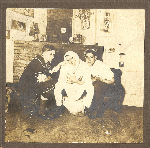 Summer gambol c. 1904. My grandfather and his cousins entertain themselves at the lake house.