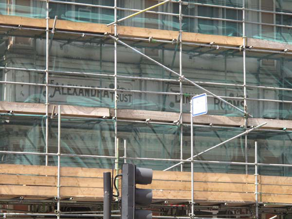 Alexandra Trust Dining Rooms swathed in scaffold