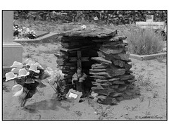 San Ysidro Church Cemetery Shrine b&w