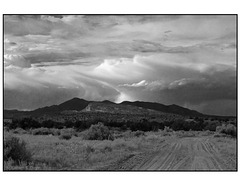 Ojito Wilderness and road in black and white