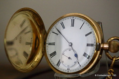 Hahn Landeron 18K gold cased Hunter Pocket Watch, made in the 1890s.
