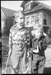 My sister and me, Norwood Park, Illinois. c. 1952.