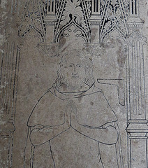 lincoln cathedral, copy of the incised slab to the mason richard of gainsborough, 1300, in the floor of the cloister