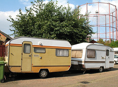 Two Caravans and a Gas Holder